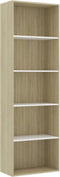 vidaXL - Boekenkast - met - 5 - schappen - 60x30x189 - cm - hout - wit - en - eikenkleur