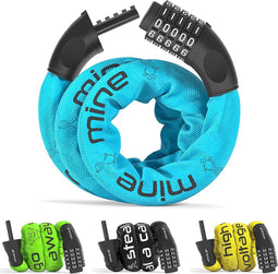 Happygetfit - Fietsslot Cijferslot Stalen Ketting antidiefstal | Combinatieslot met Code: Fiets Scooterslot Motorslot Kettingslot Slot met Cijfers Diefstalbeveiliging Veilig Sterk 90cm lang Volwassen Kind Hek Poort