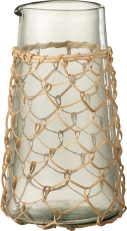 J-Line karaf Breiwerk - glas/riet - transparant - small