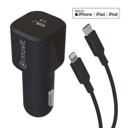 Muvit for Change - Auto oplader - 20 W - USB Type-C - Zwart