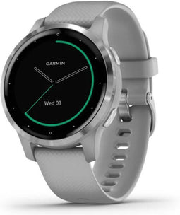 Garmin Vivoactive 4s 40 mm grijs met een grijze siliconen polsband