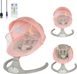 Bebies First - Elektrische Wipstoel - Bluetoothfunctie met Kap & Speelboog - Roze