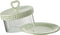 J-Line bord Cake onder glas - taartplateau - keramiek - groen - small