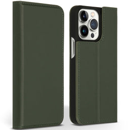Accezz iPhone 13 Pro - Premium Leather Slim Bookcase - Krasbestendig - Groen