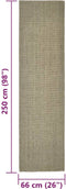 vidaXL Sisalmat voor krabpaal 66x250 cm taupe