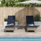 vidaXL - Ligbedden - 2 - stuks - met - Kussens - en - Tafel - Grijs - Poly - Rattan