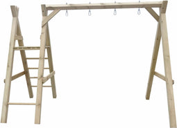 Houten schommel dubbel swing + platfrom Prestige Garden glijbaan rood