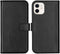 Selencia iPhone 12 Mini - Echt Lederen Bookcase - 3 Pashouders - Zwart
