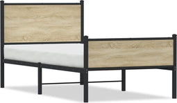 vidaXL - Bedframe - zonder - matras - metaal - sonoma - eikenkleurig - 100x190 - cm