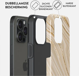Burga Hoesje geschikt voor Apple iPhone 15 Pro Telefoonhoesje Hardcase | Burga Tough Backcover Shockproof | Schokbestendig iPhone 15 Pro Telefoonhoesje | Anti Shock Proof - Full Glam | Bruin