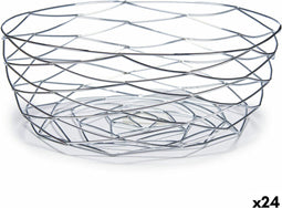 Fruitschaal 27 x 11 x 27 cm Zilverkleurig Metaal (24 Stuks)