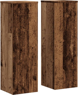 vidaXL - Plantenstandaards - 2 - st - 25x25x80 - cm - bewerkt - hout - oud - houtkleurig