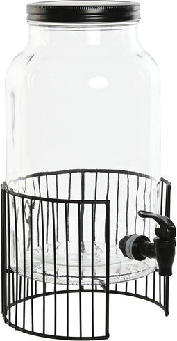 Items Drank dispenser Beverages Tap - 5.5 Liter - glas/metaal - op verhoger element - tapkraan/deksel