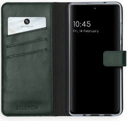 Selencia Galaxy S20 FE - Echt Lederen Bookcase - 3 Pashouders - Groen