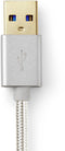 Nedis USB-Kabel - USB 3.2 Gen 1 - USB-A Male - USB-C Male - 15 W - 5 Gbps - Verguld - 1.00 m - Rond - Gevlochten / Nylon - Aluminium - Cover Window Box