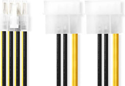 Nedis Interne Voedingskabel - EPS 8-Pins Male - 2x Molex Male - Verguld - 0.15 m - Rond - PVC - Geel / Zwart - Envelop
