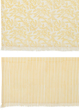 J-Line tafelkleed Indi - textiel - geel - 2 stuks