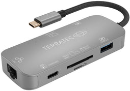 Terratec Connect C8 - USB-C multiport hub - 4K HDMI 2x USB 3.0 Gigabit Ethernet - Grijs