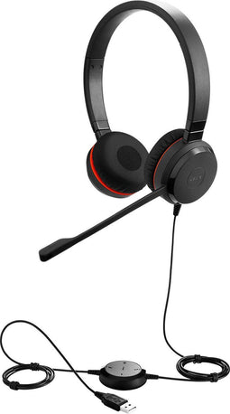 Jabra EVOLVE 20 - Headset - USB - Stereo - Zwart/Rood