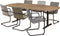 Vergadertafel Quick Deens Ovaal 240x120cm frame Antraciet (Ral 7016) blad Licht Eiken