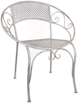 Mica Decorations Tuinstoel Provence - 65.5x57x76 cm - Ijzer - Wit