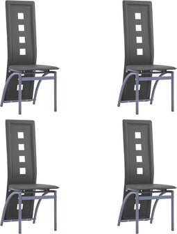 vidaXL - Eetkamerstoelen - 4 - st - kunstleer - grijs