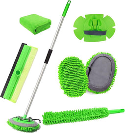 Autowasborstel met telescoopsteel 160 cm | 180° draaibare multifunctionele reinigingsborstel |auto camper caravan vrachtwagens