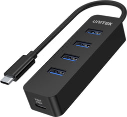 Unitek Hub USB-C, 4 porty USB 3.0, aktywny, 10 W