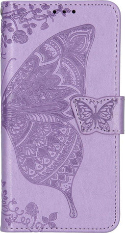 Hoesje Met Pasjeshouder Geschikt voor Xiaomi Mi 9T (Pro) - Vlinder Softcase Bookcase - Paars