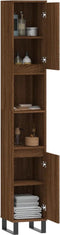 vidaXL - Badkamerkast - 30x30x190 - cm - bewerkt - hout - bruin - eikenkleur