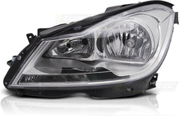 Koplamp links - voor Mercedes W204 2011-2014 sedan/kombi - TYC - chroom