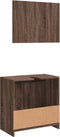 vidaXL - 2-delige - Badkamermeubelset - bewerkt - hout - bruin - eikenkleur