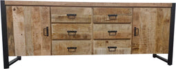 Dressoir mangohout - Dressoir 6 lades - Dressoir industrieel 200 cm