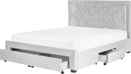 LIEVIN - Bed met opbergruimte - Lichtgrijs - 160 x 200 cm - Fluweel