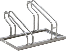 BRASQ Fietsenrek voor 2 Fietsen - Fietsenstandaard - Fietsrek - Fietsbeugel voor Vloer Inclusief bevestigingsmateriaal - Zilver