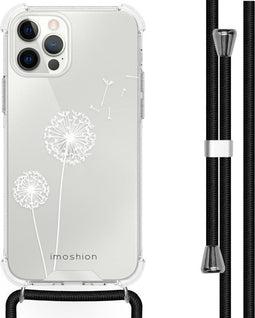 iMoshion Hoesje Geschikt voor iPhone 12 Pro Max Hoesje Met Koord - iMoshion Design Hoesje met Koord - Wit / Transparant / Dandelion