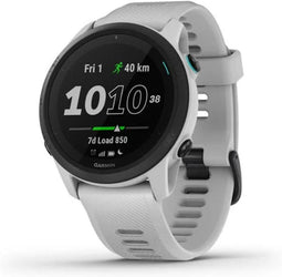 Garmin Forerunner 745 wit met een wit-grijze siliconen polsband