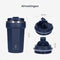 Castagnola Thermosbeker - Koffiebeker To Go - Dubbelwandig - 380 ML - Donkerblauw - Octagon