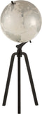 J-Line wereldbol op voet - marmer/metaal - wit/zilver/zwart - extra large