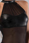 Guilty Pleasure - Wetlook halterjurkje met transparant middendeel - S