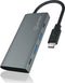 ICY BOX IB-HUB1428-C31 USB-C (USB 3.2 Gen 2) multiport hub 4 poorten Antraciet, Zwart
