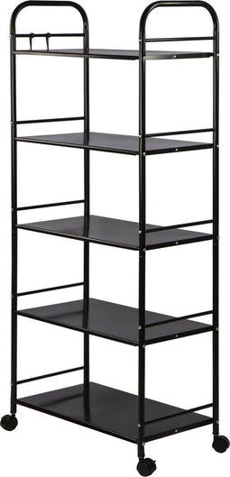 Keukentrolley Zwart op wieltjes - Keukenrek - 5 laags - Keuken Organizer Keukenkast - 32 x 59.5 x 133 cm