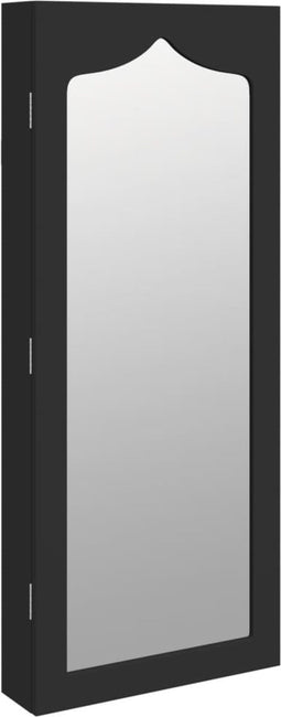 vidaXL - Sieradenkast - met - spiegel - wandgemonteerd - 37,5x10x90 - cm - zwart