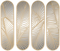Wanddecoratie Home ESPRIT Gouden Blad van een plant 72 x 1,5 x 68 cm