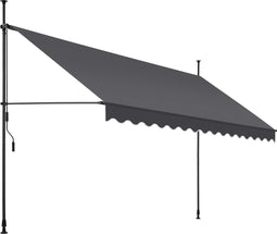 tectake® Klemluifel - Balkonluifel - UV-bestendig - Waterafstotend - Breedte 400 cm - Antraciet