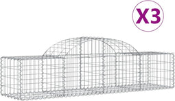 vidaXL - Schanskorven - 3 - st - gewelfd - 200x50x40/60 - cm - gegalvaniseerd - ijzer