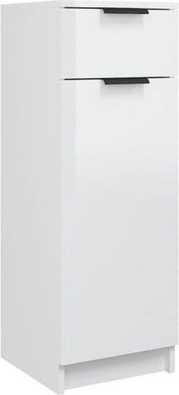 vidaXL - Badkamerkast - 32x34x90 - cm - bewerkt - hout - hoogglans - wit