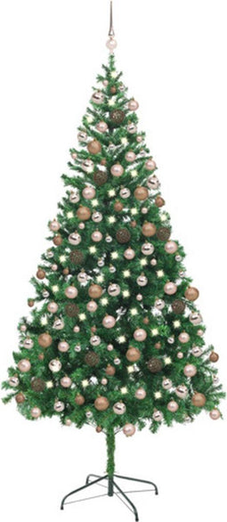 vidaXL - Kunstkerstboom - met - verlichting - en - kerstballen - 910 - takken - 210 - cm