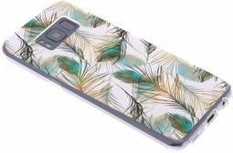 Hoesje Geschikt voor Samsung Galaxy S8 Hoesje Siliconen - Design Backcover siliconen - Wit / Meerkleurig / Gold Peacock