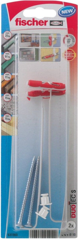 Fischer duotec hollewandplug 10 mm + schroef - 2 stuks
